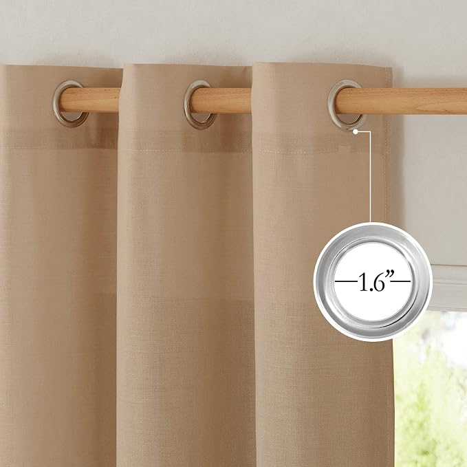 NICETOWN Flax Thick Linen Camel Curtains - Image 2