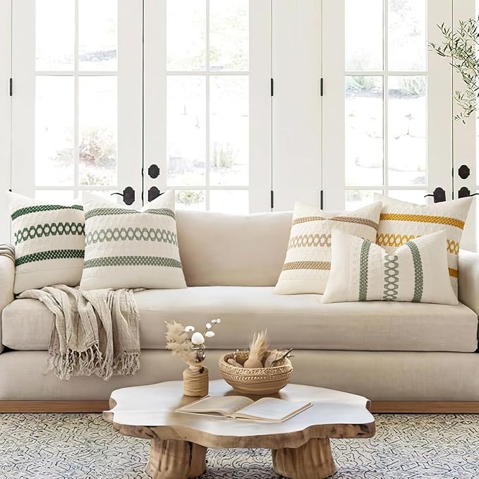 MIULEE Set of 2 Sage Green Boho Decorative Pillow Covers 16x16 Inch Farmhouse - Image 7