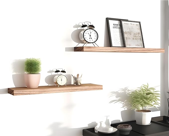 PHPH Wood Floating Shelves for Wall, Wooden Wall Shelves for Bedroom - Image 6