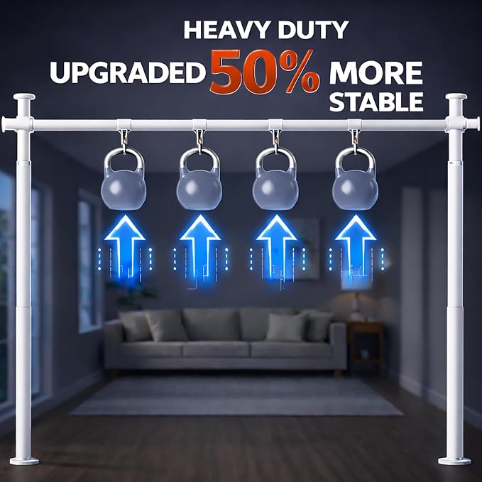No Drill Curtain Rods for Room Divider, Adjustable Tension Rod 35-100" W x - Image 3