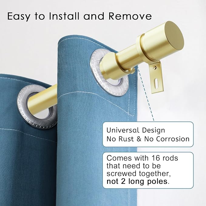 Byondeth Curtain Rods for Windows 16 to 240 Inches Adjustable Length 1 Inch - Image 2