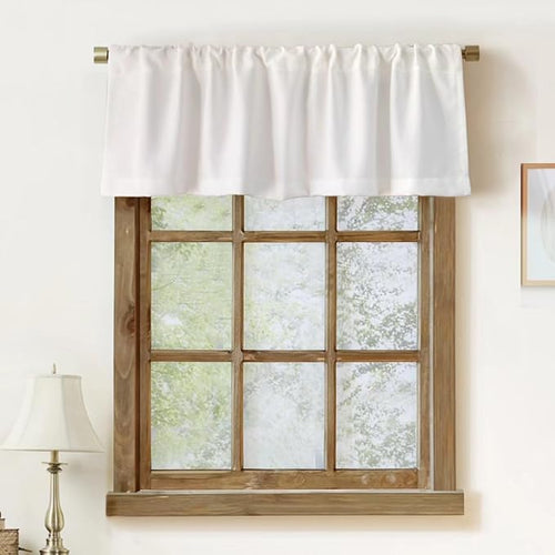 2 Pack Faux Linen Valance for Windows Kitchen Living Room Valances Rod Pocket by Oindec