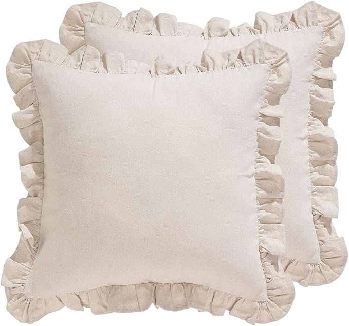 patdrea Shabby Chic Linen Decorative Throw Pillow Covers 18"x18" Set of 2 by patdrea