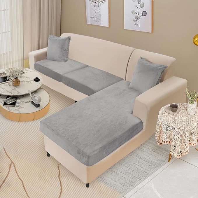 NAISI Sectional Couch Cover 3 Pieces Velvet Separate Couch Cushion Covers L - Image 2
