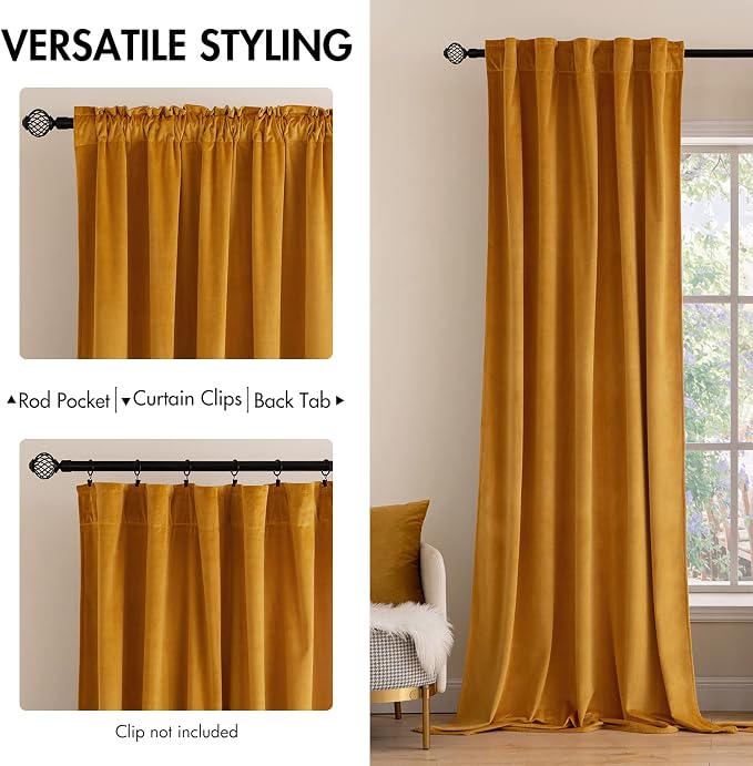 MIULEE Velvet Curtains 2 Panels Luxury Blackout Curtains - Image 2