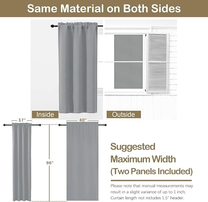 OVZME Silver Grey Blackout Curtains - Image 2