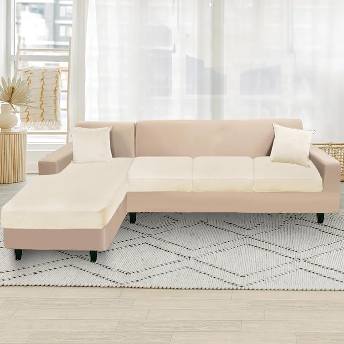 NAISI Sectional Couch Cover 4 Pieces Velvet Separate Couch Cushion Covers L - Image 5