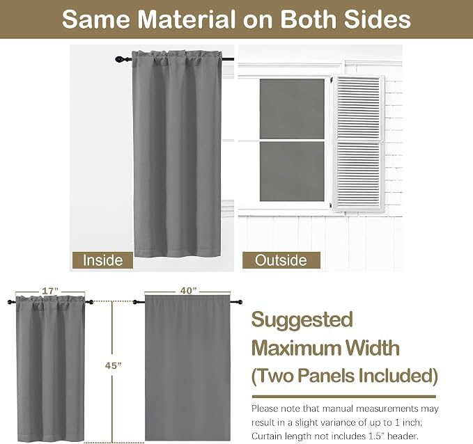 OVZME Grey Short Blackout Curtains - Image 2
