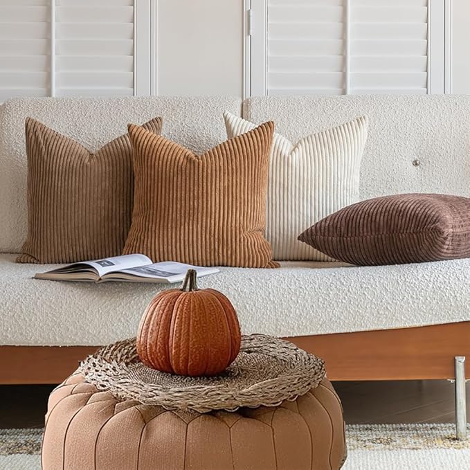 LANANAS Neutral Couch Throw Pillow Covers 20x20 Inch Set of 4 Decorative - Image 2