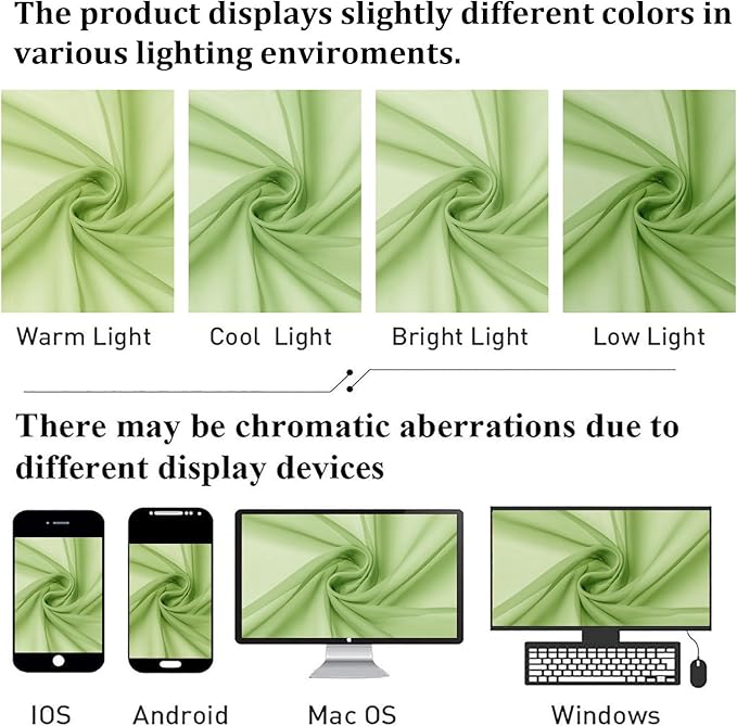 Lecloud Lime Sheer Curtains 72 Inches Long 2 Panels, Solid Voile Light - Image 4