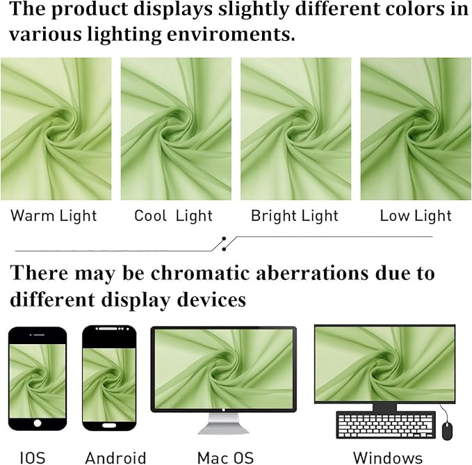 Lecloud Lime Sheer Curtains for Living Room 54 Inch Length 2 Pcs, Solid Color - Image 4