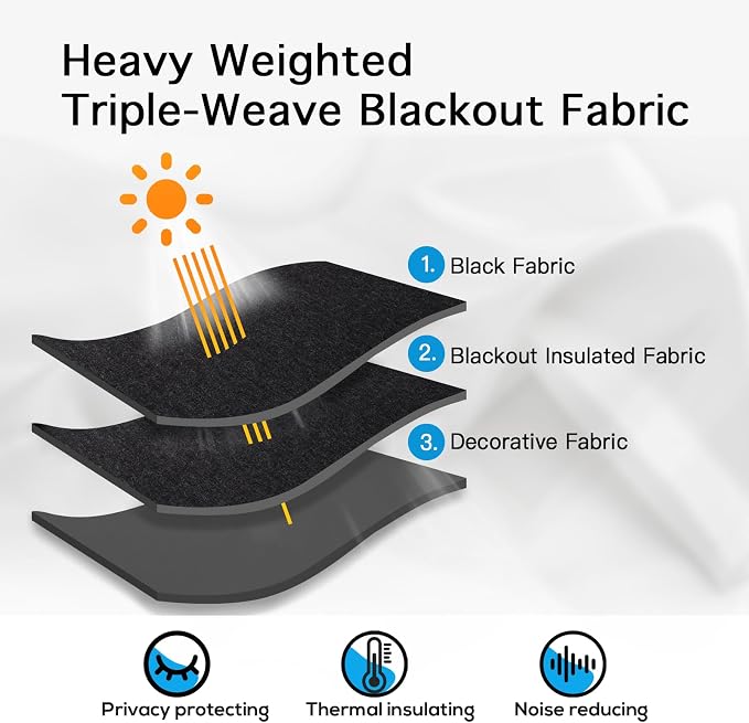 Yakamok 100% Blackout Curtains for Bedroom, Full Light Blocking Drapes - Image 3