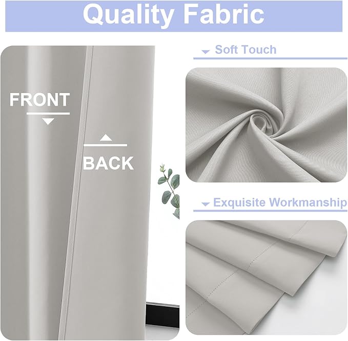 Simplebrand Ava Natural Short 36 Inches Blackout Curtain 2 Panels Set, Half - Image 3
