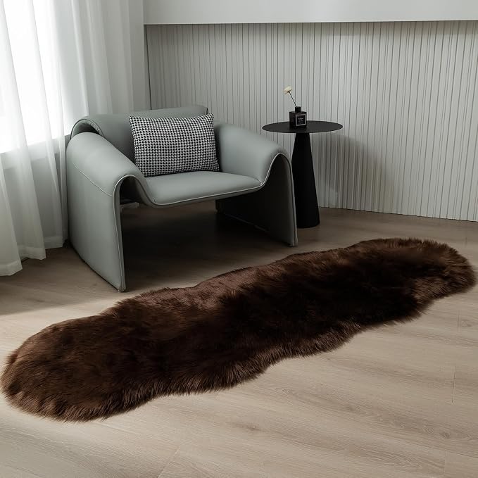 Faux Fur Rug Runner 2x6 ft Coffee - Image 4