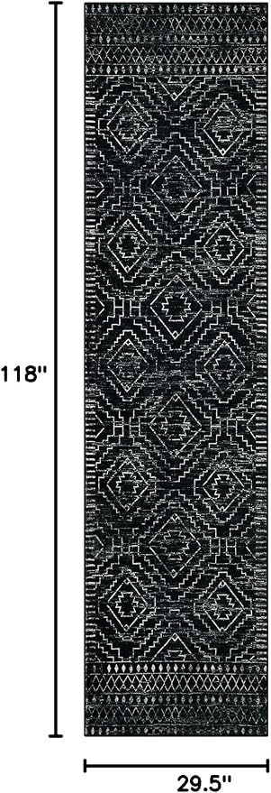 Wonnitar Washable Runner Rugs for Hallway 2'6"x10', Moroccan Non-Slip Black - Image 2