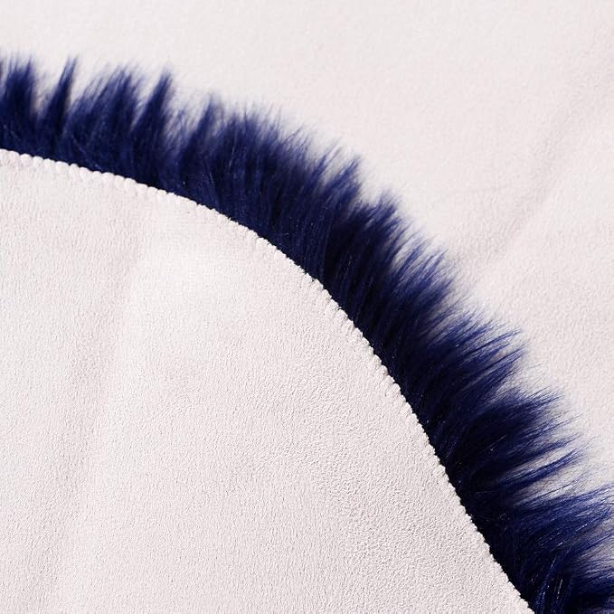 Carvapet 2x6 Luxury Faux Sheepskin Rug – Soft Navy Blue Faux Fur Couch Seat - Image 6