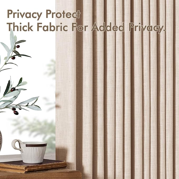 MIULEE Pinch Pleated Thick Linen Curtains 84 Inches Long 2 Panels - Image 7