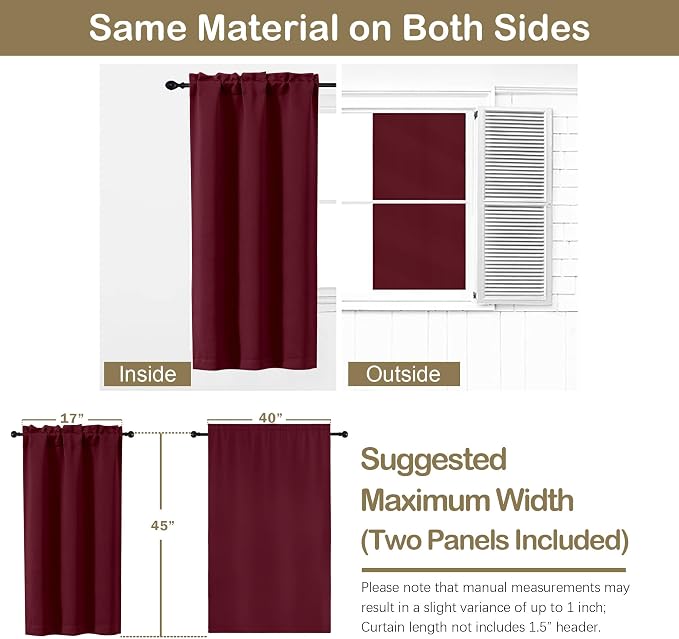 OVZME Christmas Burgundy Blackout Curtains - Image 2