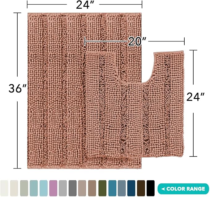 Turquoize Bathroom Rugs Set Non-Slip Bath Mats - Image 2