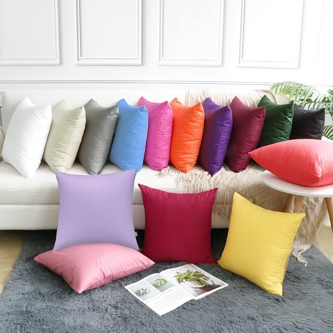 4-Pack 100% Cotton Comfortable Solid Decorative Throw Pillow Case, Thmyo Square - Image 4