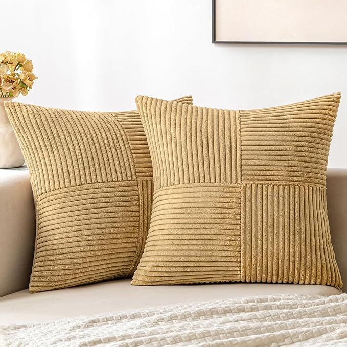 MIULEE Khaki Decorative Throw Pillow Covers 18x18 Inch by MIULEE