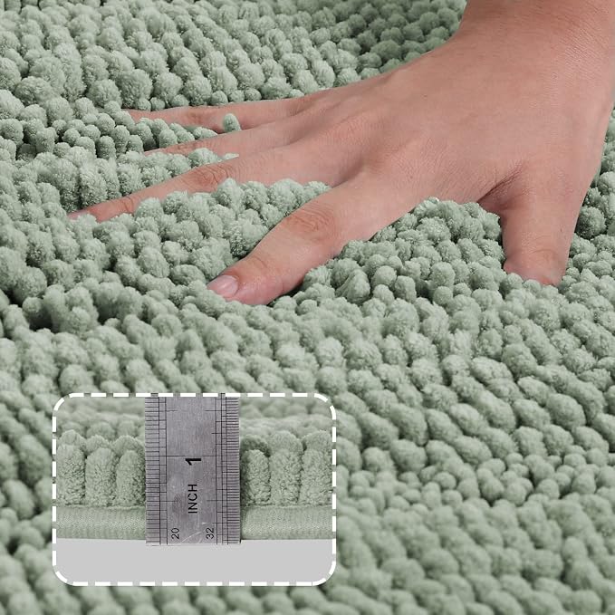 Turquoize Chenille Bathroom Rugs Set - Image 3