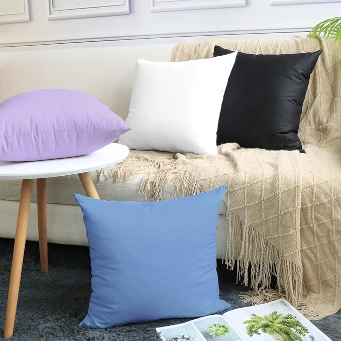 4-Pack 100% Cotton Comfortable Solid Decorative Throw Pillow Case, Thmyo Square - Image 3