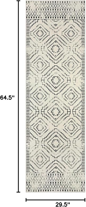 Wonnitar Moroccan Runner Rug, Washable 2'6"x8' Kitchen Runner Rug, Geometric - Image 2