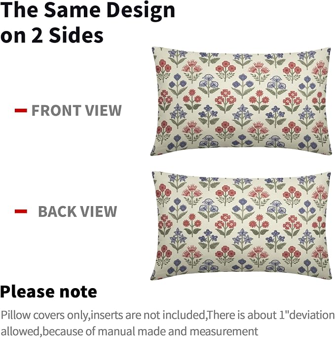 4th of July Patriotic Floral Pillow Covers 12x20 Inch Set of 2 - Image 4