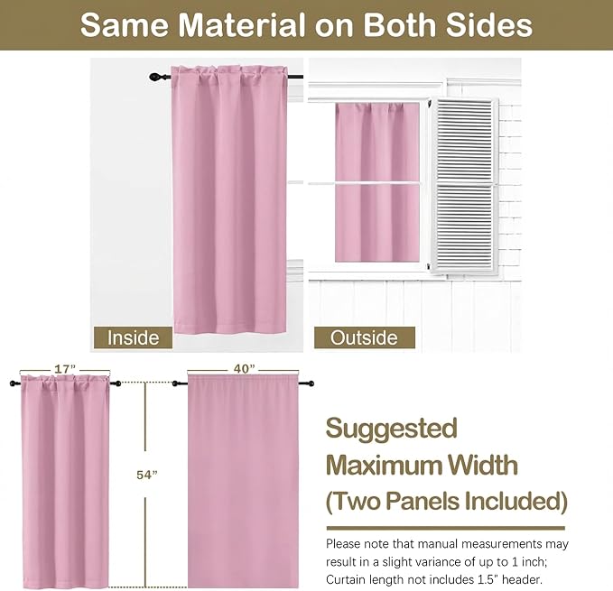 OVZME Pink Short Blackout Curtains - Image 2