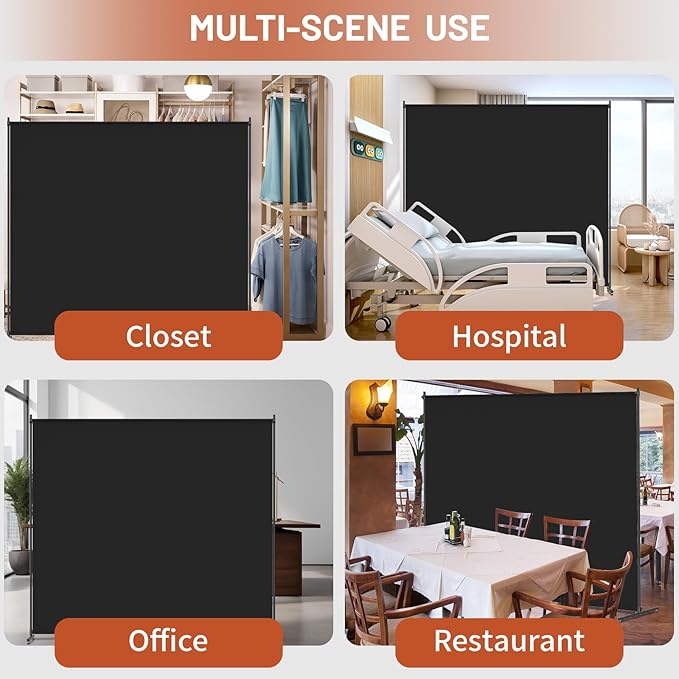 Room Divider, 72x72Inch Large Single Panel Privacy Screen - Image 6