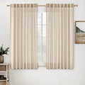 MIULEE Light Taupe Linen Curtains 45 Inch Length 2 Panels by MIULEE