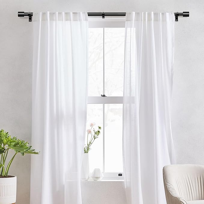 IFELS Heavy Duty Curtain Rods for Windows 48 to 84 Inch, 1 Inch Black Curtain - Image 2