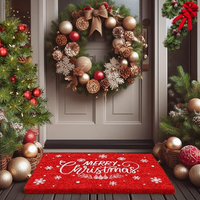 LuxUrux Extra Large Merry Christmas Welcome Mat Outdoor Coco Coir Doormat - Image 3