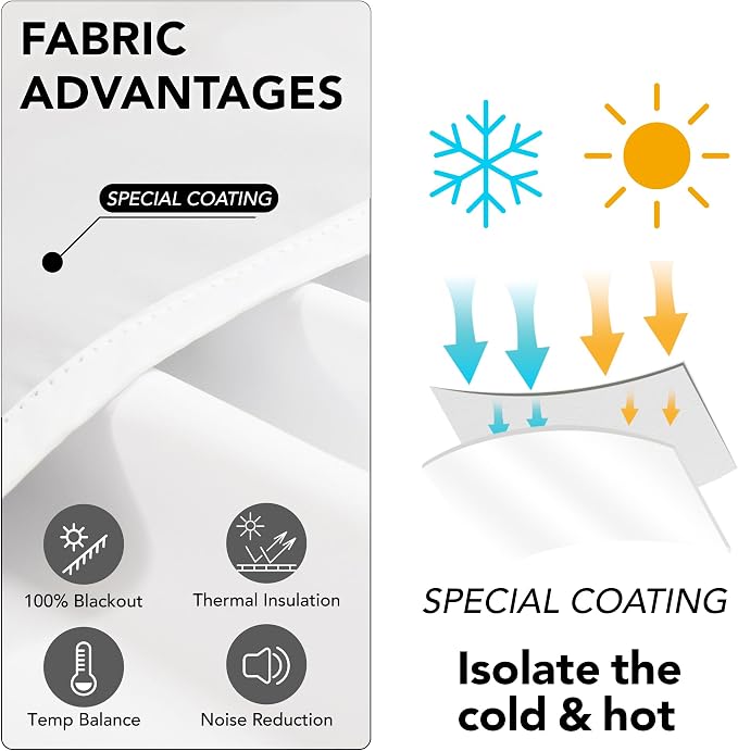 Deconovo Total Blackout Curtains 2 Panels W70 x L95— 100% Blackout, Thermal - Image 3