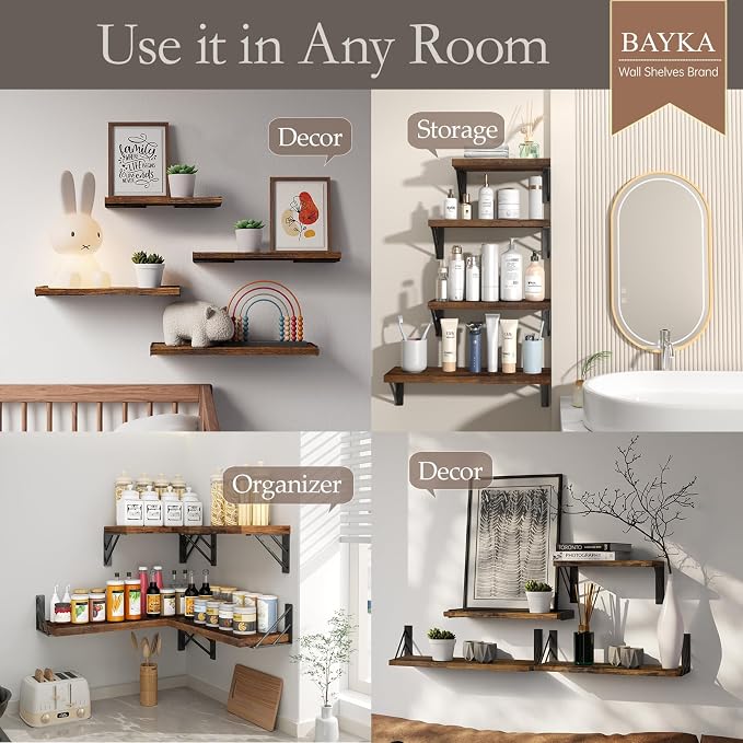 BAYKA Wall Shelves for Bedroom Decor, Floating Wall Shelves for Living Room - Image 3