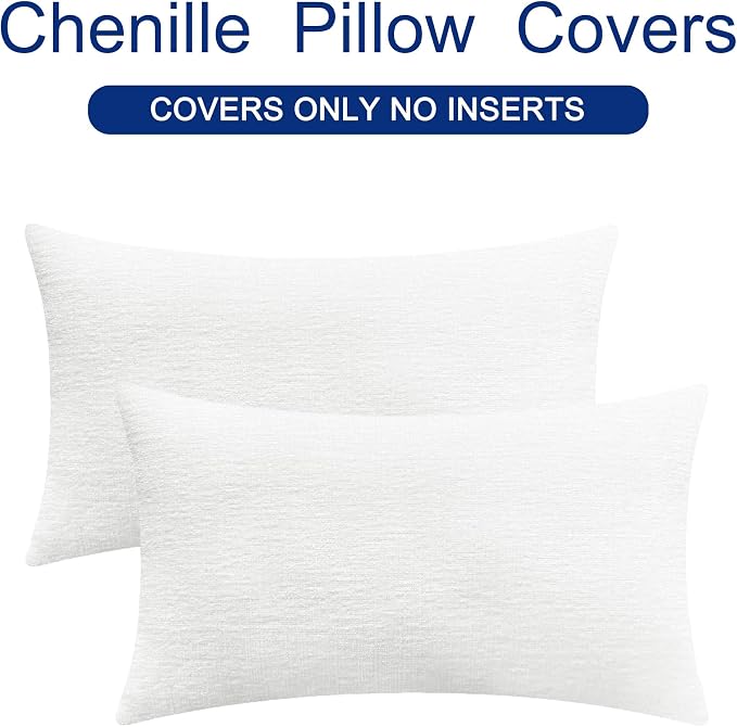 CaliTime Throw Pillow Covers Decorative 12 X 20 Inches Pack of 2 Cozy Chenille - Image 6