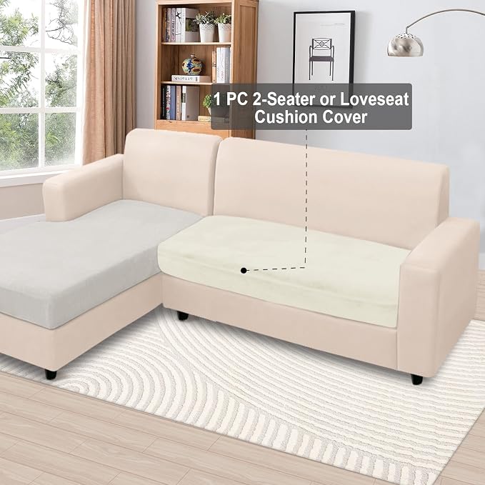 NAISI Couch Cushion Covers 1 Piece Velvet Stretch Loveseat Cover or 2 Seat Sofa - Image 2
