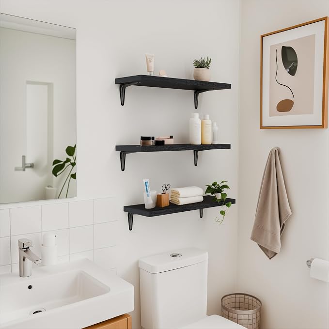 SKYSEN Floating Shelves for Wall Set of 6, 15.7in Wood Wall Shelf for Decor - Image 7