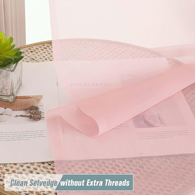 Blush Pink Small Sheer Curtains Tier 24 Inches Length 2 Pieces, Light Filtering - Image 5
