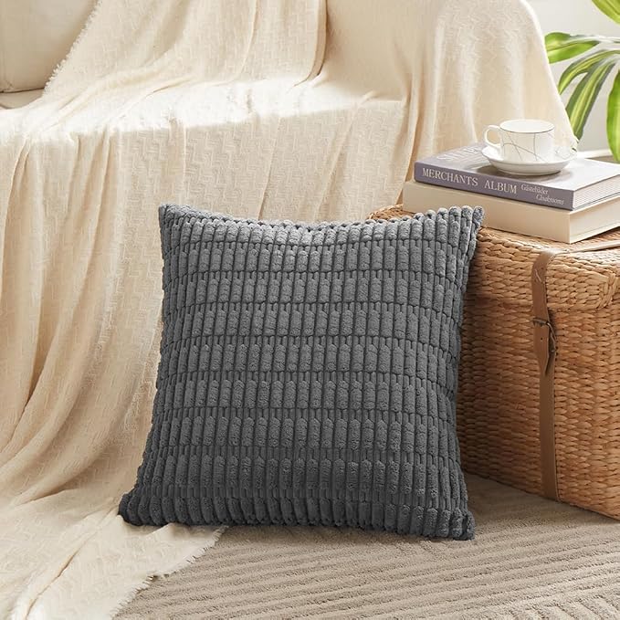 Fancy Homi 4 Packs Dark Grey Decorative Throw Pillow Covers 26x26 Inch - Image 2