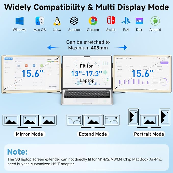 KEFEYA Laptop Screen Extender 15.6", FHD 1080P Portable Triple Monitor - Image 3