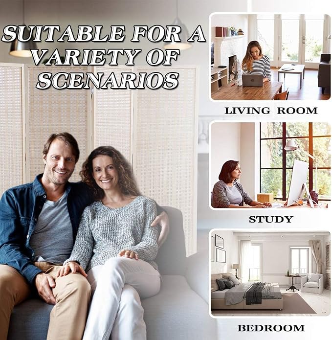 FDW Bamboo Room Divider Folding Privacy Wooden Screen 4 Panel 72 Inches High - Image 7