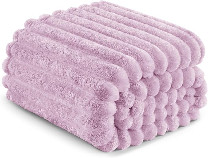 Exclusivo Mezcla Queen Size Flannel Fleece Blanket, Super Soft Striped Jacquard - Image 6