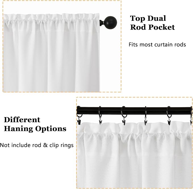 OWENIE White Valances for Windows 1 Pcs 22 Inch Length, Light Filtering - Image 4