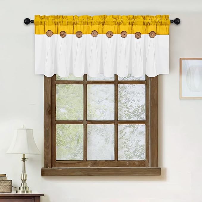 FRAMICS Farmhouse Valance Curtains, Boho Cotton Linen Kitchen Valance, Rod - Image 7