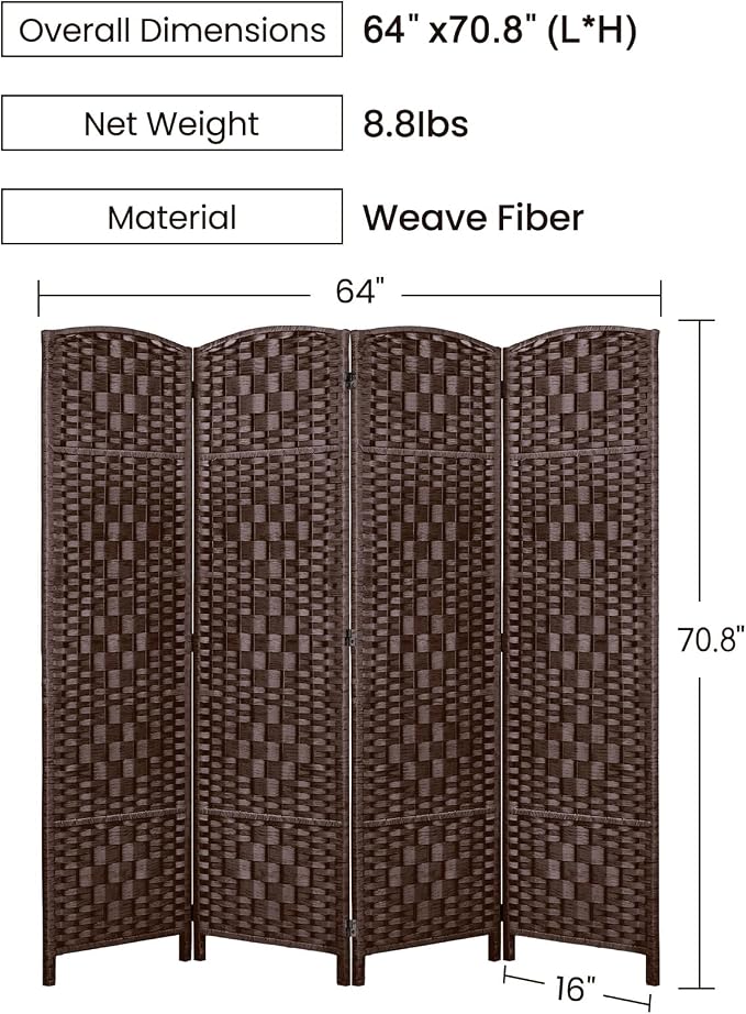 Rose Home Fashion Room Divider, 6 ft Tall Room Dividers and Folding Privacy - Image 3
