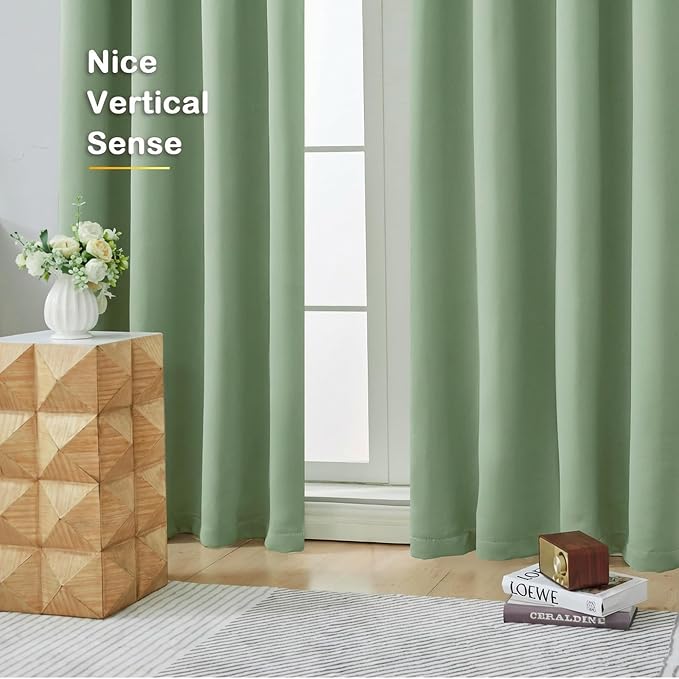 OVZME Light Green Short Blackout Curtains - Image 9
