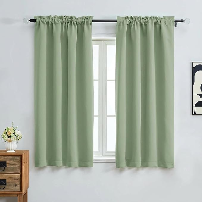 OVZME Light Green Blackout Curtains by OVZME