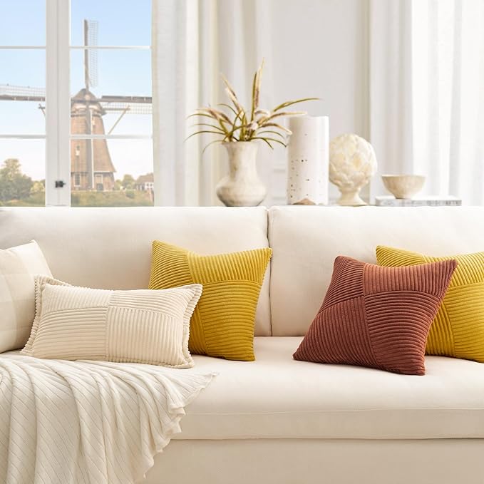 Topfinel Set of 2 Decorative Yellow Throw Pillow Covers 20x20 Inch - Image 4